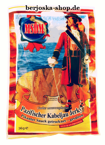 Fisch Pazifischer Kabeljau Jerky Hot 36g