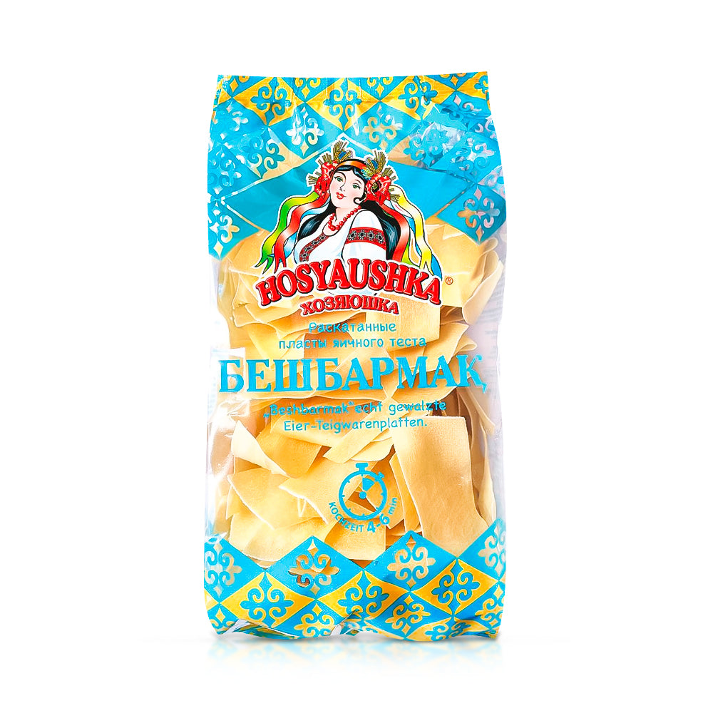 Hosyaushka Teigplatten Beshbarmak 500g Echt gewalzte Eier-Teigwarenplatten