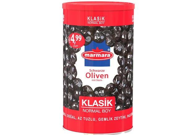 Marmara schwarze Oliven 800g Klasik rot