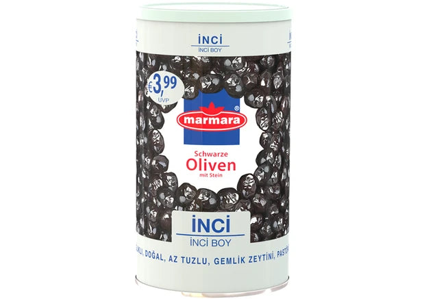 Marmara schwarze Oliven Inci 1300g grau