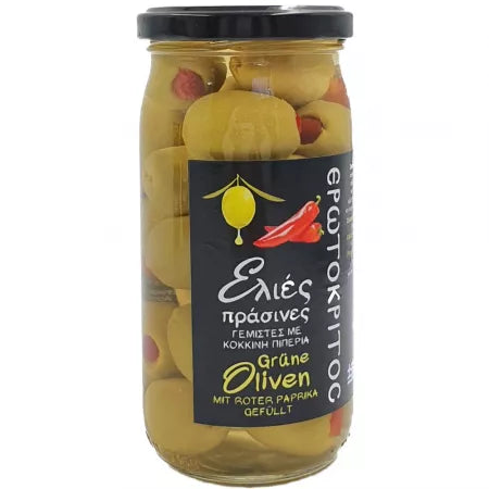 Grüne Oliven mit Paprika 350g